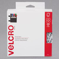 Velcro® 91824 3/4 inch White Sticky-Back Hook and Loop Dot Fasteners - 200/Box