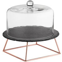 Acopa 12 inch Slate Rose Gold Wire Riser Cake Display Set with 4 inch Display Stand