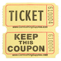 Carnival King Yellow 2-Part Customizable Raffle Tickets - 2000/Roll