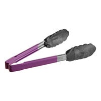 Vollrath 478091280 Jacob's Pride 9 1/2" Heat Resistant Nylon Tip Cooking Tongs with Purple Coated Handle