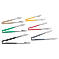 Vollrath Jacob's Pride 16 inch Stainless Steel Scalloped Tongs HACCP Kit with Assorted Colors Coated Kool Touch® Handles