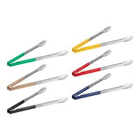 Vollrath Jacob's Pride 16" Stainless Steel Scalloped Tongs HACCP Kit with Assorted Colors Coated Kool Touch® Handles