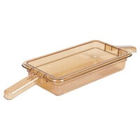 Clipper 7016 1/3 Size Amber High Heat Plastic Double Handle Food Pan for Holding Cabinet - 2 1/2 inch Deep