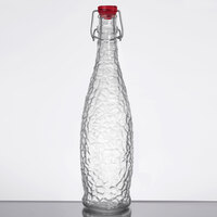 Libbey 13150121 34 oz. Glacier Oil / Vinegar / Water Bottle with Red Wire Bail Lid - 6/Case