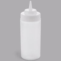 Tablecraft 11663C 16 oz. Clear Widemouth and Standard Cone Tip Squeeze Bottle with 63 mm Opening - 12/Pack
