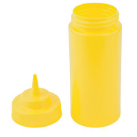 Tablecraft 11663M 16 oz. Yellow Widemouth and Standard Cone Tip Squeeze Bottle with 63 mm Opening - 12/Pack