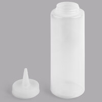 Tablecraft 108C 8 oz. Clear Cone Tip Squeeze Bottle with 38 mm Opening - 12/Pack