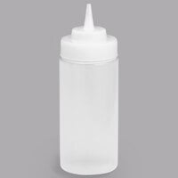 Tablecraft 10853C 8 oz. Clear WideMouth™ Cone Tip Squeeze Bottle with 53 mm Opening - 12/Pack