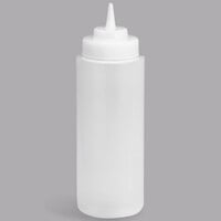 Tablecraft 3263C 32 oz. Clear Widemouth and Standard Tip Top Squeeze Bottle with 63 mm Opening - 12/Pack