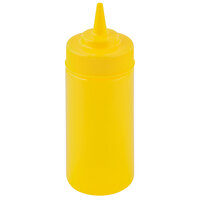 Tablecraft 10853M 8 oz. Yellow WideMouth™ Cone Tip Squeeze Bottle with 53 mm Opening - 12/Pack