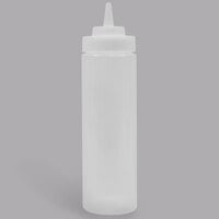 Tablecraft 32563C 24 oz. Clear Widemouth and Wide Cone Tip Squeeze Bottle with 63 mm Opening - 12/Pack