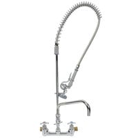 T&S B-0287 EasyInstall Wall Mounted 38 1/4 inch High Pre-Rinse Faucet with Adjustable 8 inch Centers, 44 inch Hose, and 12 inch Add-On Faucet
