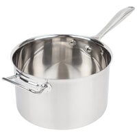 Vollrath 47743 Intrigue 7 Qt. Stainless Steel Sauce Pan with Aluminum-Clad Bottom