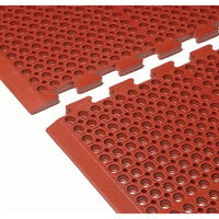 Cactus Mat 4420-RCWB VIP Duralok 3' 2" x 5' 1" Red Center Interlocking Grease-Resistant Anti-Fatigue Anti-Slip Floor Mat with Beveled Edge - 3/4" Thick