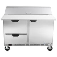 Beverage-Air SPED48HC-12C-2 48 inch 1 Door 2 Drawer Cutting Top Refrigerated Sandwich Prep Table with 17 inch Wide Cutting Board