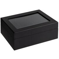 Choice Black Wood 6 Compartment Tea Chest with Window
