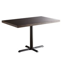 Lancaster Table & Seating 30 inch x 48 inch Standard Height Recycled Wood Butcher Block Table with Espresso Finish and Cast Iron Cross Base Plate
