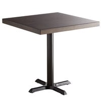 Lancaster Table & Seating 30" Square Standard Height Wood Butcher Block Table with Espresso Finish and Cast Iron Cross Base Plate