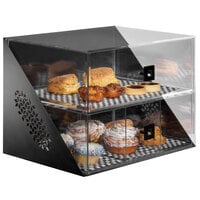 Rosseto BD144 Mosaic Matte Black Acrylic Wide Two-Tier Bakery Display Case - 18 inch x 12 inch x 13 inch