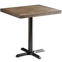 Lancaster Table & Seating 24 inch x 30 inch Standard Height Recycled Wood Butcher Block Table with Espresso Finish and Cast Iron Cross Base Plate