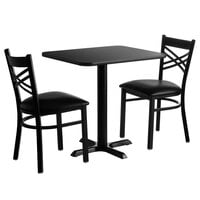 Lancaster Table & Seating 24" x 30" Reversible Cherry / Black Standard Height Dining Set with (2) Crossback Chairs