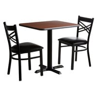 Lancaster Table & Seating 24" x 30" Reversible Walnut / Oak Standard Height Dining Set with (2) Crossback Chairs