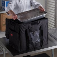 Cambro GBD211417110 Customizable Insulated Black Large Folding Delivery Bag GoBag™ - 21 inch x 14 inch x 17 inch
