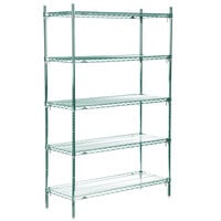Metro 5A357K3 Stationary Super Erecta Adjustable 2 Series Metroseal 3 Wire Shelving Unit - 18 inch x 48 inch x 74 inch