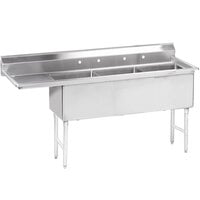 Advance Tabco FS-3-2424-24 One Compartment Stainless Steel Commercial Sink with One Drainboard - 36 1/2 inch - Left Drainboard