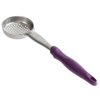 Vollrath 6432480 Jacob's Pride 4 oz. Purple Perforated Round Spoodle® Portion Spoon