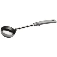Vollrath 62170 4 oz. Gray Perforated Round Stainless Steel Spoodle® Portion Spoon with Grip 'N Serve® Handle