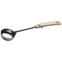 Vollrath 62165 3 oz. Ivory Perforated Round Stainless Steel Spoodle® Portion Spoon with Grip 'N Serve® Handle