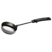 Vollrath 61180 8 oz. Black Perforated Round Stainless Steel Spoodle® Portion Spoon with Grip 'N Serve® Handle