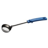 Vollrath 62155 2 oz. Blue Perforated Round Stainless Steel Spoodle® Portion Spoon with Grip 'N Serve® Handle