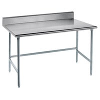 Advance Tabco TKLG-245 24 inch x 60 inch 14 Gauge Open Base Stainless Steel Commercial Work Table with 5 inch Backsplash