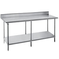 Advance Tabco SKG-3610 36" x 120" 16 Gauge Super Saver Stainless Steel Commercial Work Table with Undershelf and 5" Backsplash