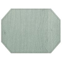 H. Risch, Inc. PLACEMATDXOCT-SHERWOODSEA Sherwood 16" x 12" Customizable Seafoam Premium Sewn Faux Wood Octagon Placemat