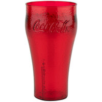 GET 3324-RC Bell 24 oz. Red Coca-Cola® Polycarbonate Pebbled Soda Glass - 72/Case