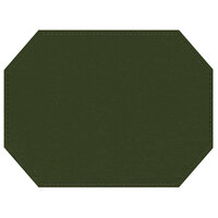 H. Risch, Inc. PLACEMATDXOCT-OMGREEN Oakmont 16 inch x 12 inch Customizable Green Premium Sewn Faux Leather Octagon Placemat