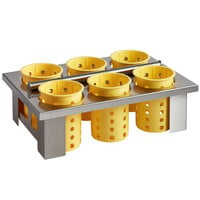 Steril-Sil E1-BS6OE-RP-YELLOW Stainless Steel 6-Cylinder Drop-In Flatware Basket with Yellow Plastic Cylinders