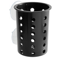 Steril-Sil PN1-BLACK Black Perforated Plastic Flatware Cylinder with Suction Cups