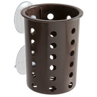 Steril-Sil PN1-BROWN Brown Perforated Plastic Flatware Cylinder with Suction Cups