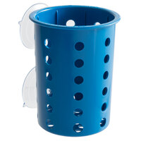 Steril-Sil PN1-BLUE Blue Perforated Plastic Flatware Cylinder with Suction Cups