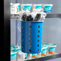 Steril-Sil PN1-BLUE Blue Perforated Plastic Flatware Cylinder with Suction Cups