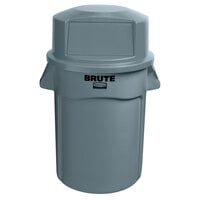 Rubbermaid BRUTE 44 Gallon Gray Round Trash Can and Dome Top Lid