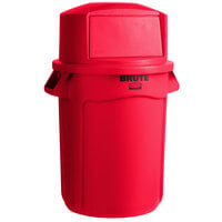 Rubbermaid BRUTE 32 Gallon Red Round Trash Can and Dome Top Lid