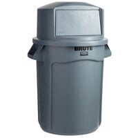 Rubbermaid BRUTE 32 Gallon Gray Round Trash Can and Dome Top Lid