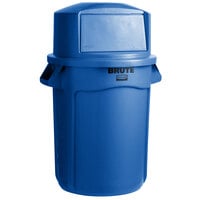 Rubbermaid BRUTE 32 Gallon Blue Round Trash Can and Dome Top Lid