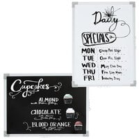 Chef Master 18 inch x 24 inch Reversible Black and White Marker Board with Markers