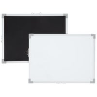Chef Master 18 inch x 24 inch Reversible Black and White Marker Board with Markers